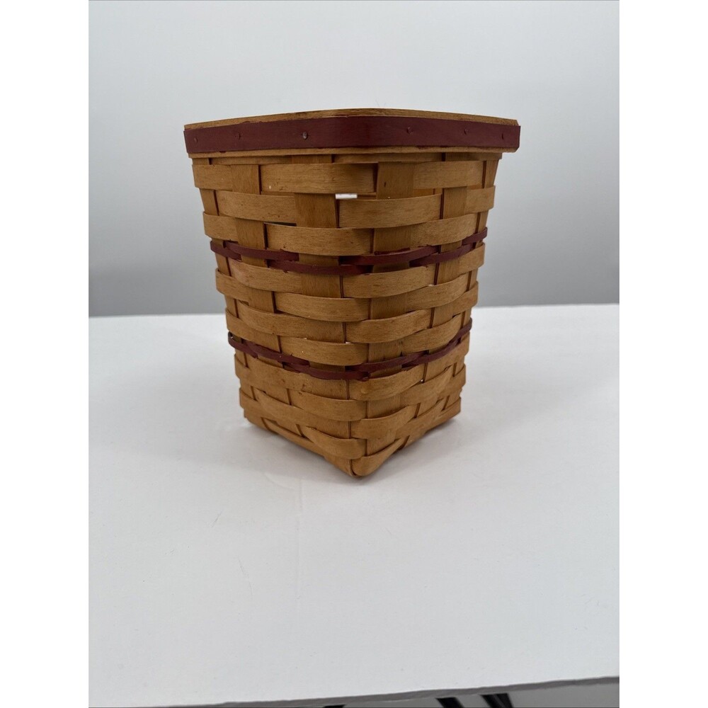 1996 Longaberger Medium Spoon Kitchen Basket Red Weave VTG Farmhouse Country